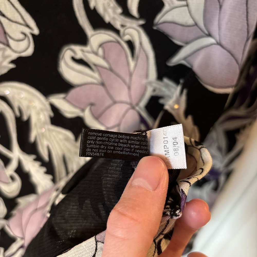 Vintage Black and Lilac Floral Wide Neck Top - Picture 8 of 10